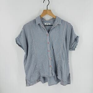 Madewell Chambray Striped Button Down 100% Cotton Shirt Size Small